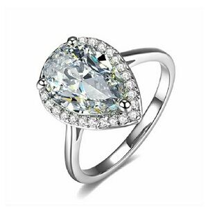 Moissanite 1.23 CTV Teardrop Ring over Sterling Silver 925 size 6